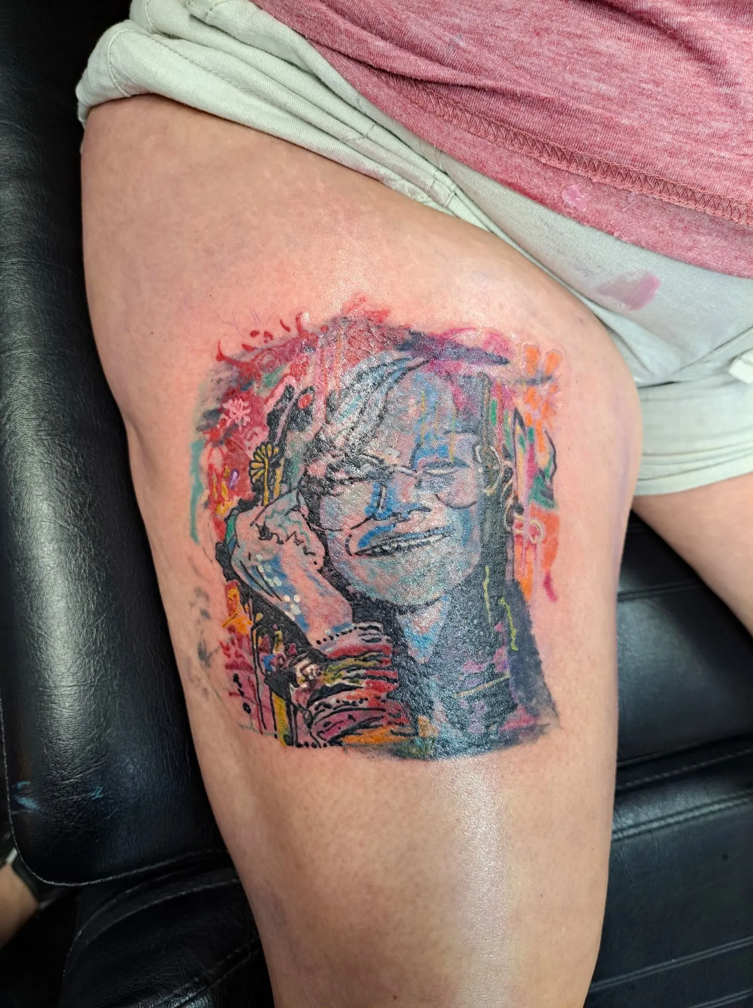 Watercolor portrait tattoo